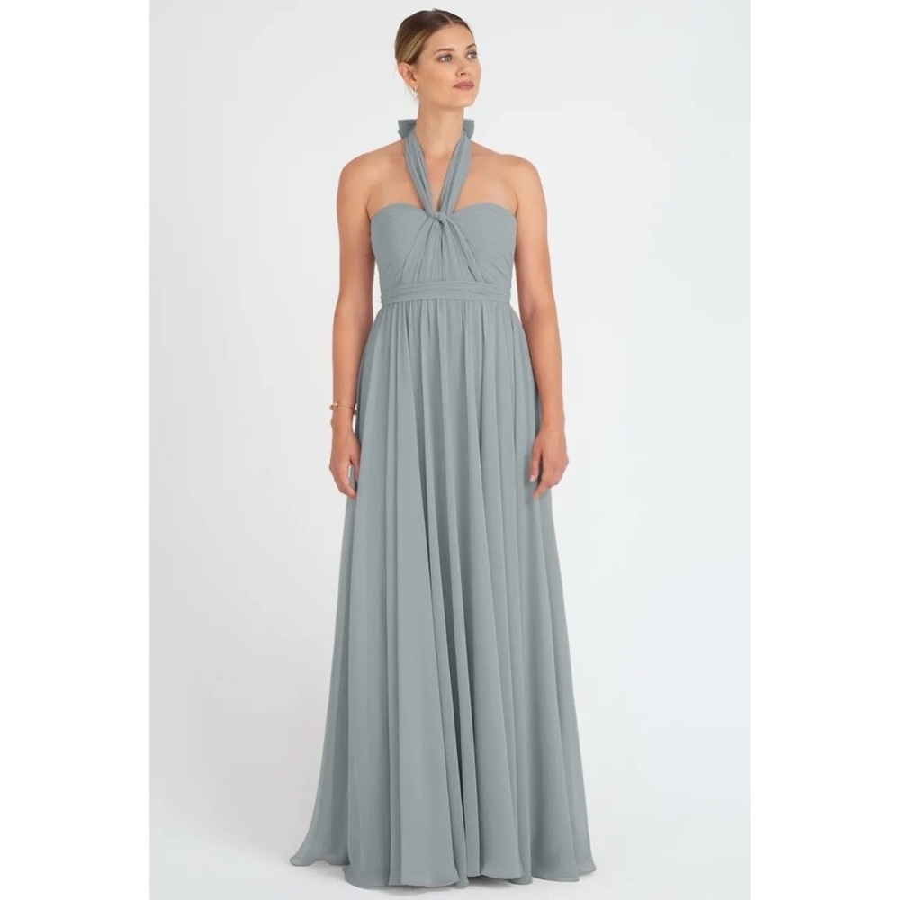 Jenny Yoo Mira Convertible Strapless Chiffon Gown Mineral